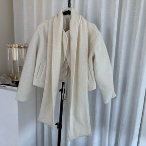 NWT Cream Textured Jacket with Scarf